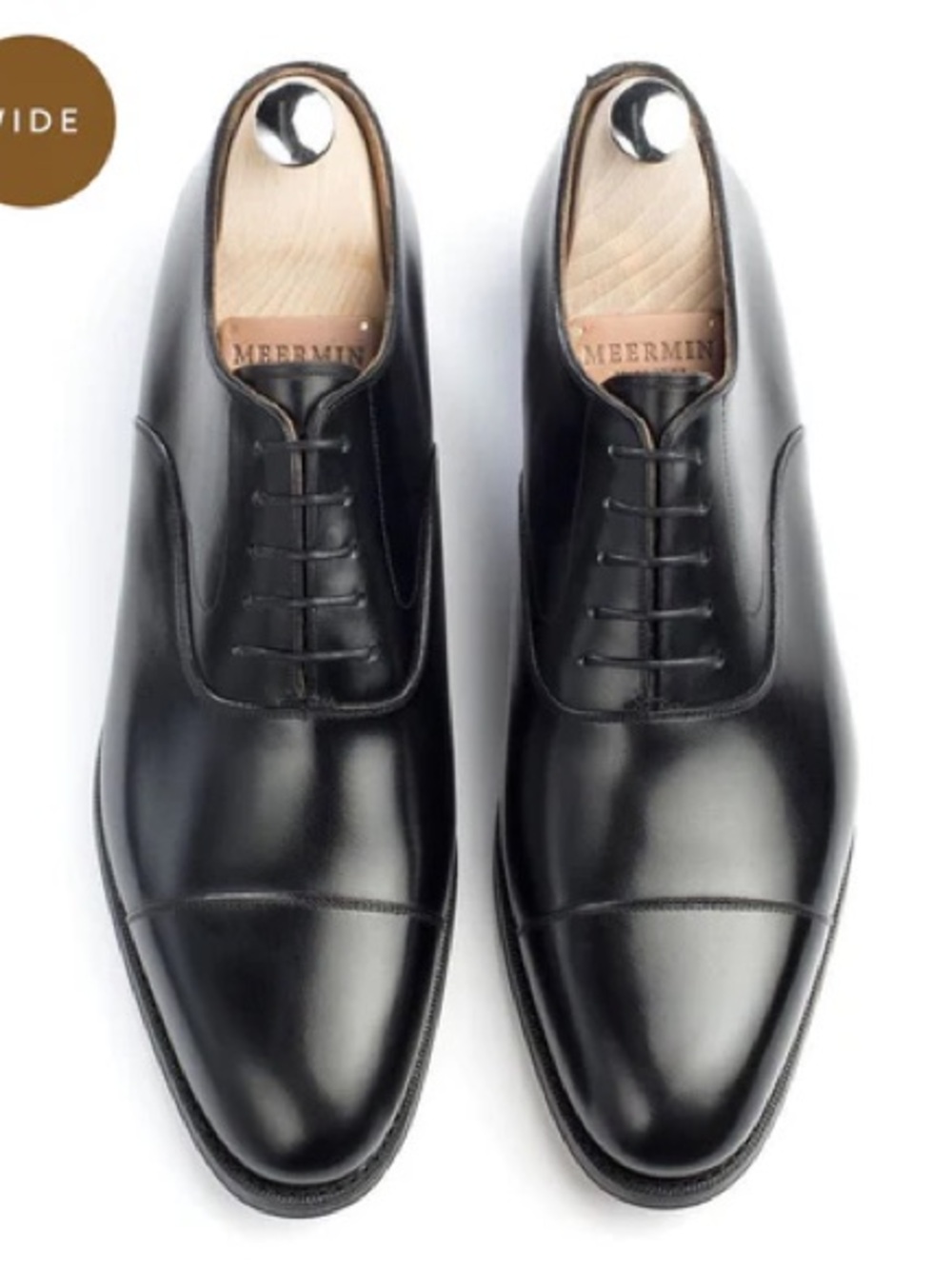 Meermin Black Calf G Cap-Toe Derby Dress Shoes Mens 11.5